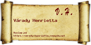 Várady Henrietta névjegykártya