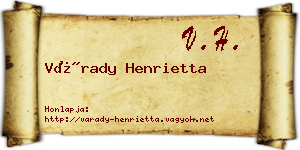 Várady Henrietta névjegykártya